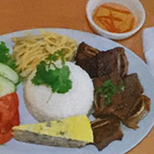 #4. Beef Short Rib, Shredded Pork Skin, & Egg Quinche on Steamed Broken Rice #4. Beef Short Rib, Shredded Pork Skin, & Egg Quinche on Steamed Broken Rice