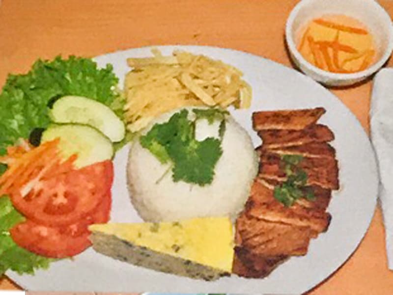 #5. Charbroiled Pork, Shredded Pork Skin & Egg Quinche on Steamed Broken Rice #5. Charbroiled Pork, Shredded Pork Skin & Egg Quinche on Steamed Broken Rice