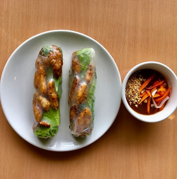 A5. 2 Sumer Rolls: Vermicelli, Vegetable, Charbroiled Chicken Rolled in Rice Paper A5. 2 Sumer Rolls: Vermicelli, Vegetable, Charbroiled Chicken Rolled in Rice Paper