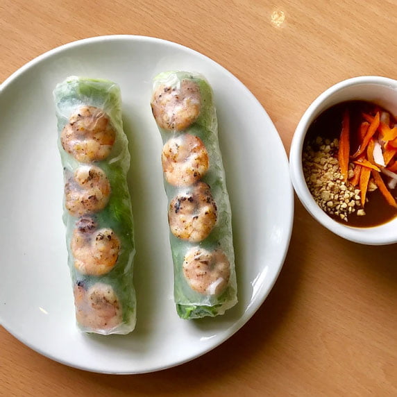 A6. 2 Sumer Roll: Vermicelli, Vegetable & Charbroiled Shrimp Rolled in Rice Paper A6. 2 Sumer Roll: Vermicelli, Vegetable & Charbroiled Shrimp Rolled in Rice Paper