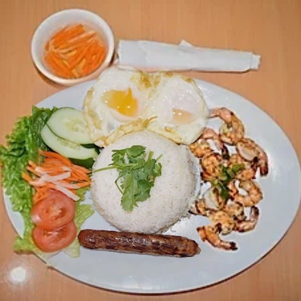 C10. Charbroiled Shrimp, Chinese Sausage, Sunny Side Egg on Steamed Broken Rice C10. Charbroiled Shrimp, Chinese Sausage, Sunny Side Egg on Steamed Broken Rice