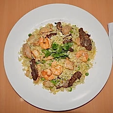 C14. Fried Rice Dish w Combination of Beef, Chicken, Shrimp, Peas & Egg C14. Fried Rice Dish w Combination of Beef, Chicken, Shrimp, Peas & Egg