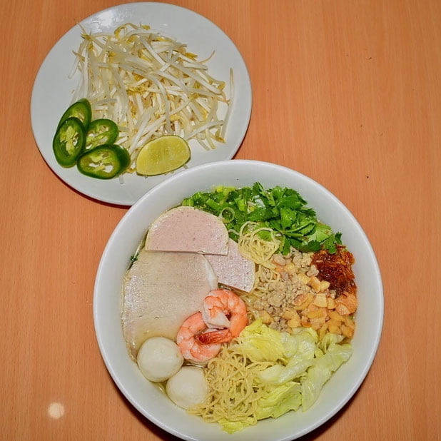 N2. Egg Noodle Soup w Shrimp, Lean Pork, Fish Balls, Vietnamese Ham & Ground Pork N2. Egg Noodle Soup w Shrimp, Lean Pork, Fish Balls, Vietnamese Ham & Ground Pork